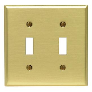 Leviton 81009 Toggle Switch Wallplate, 2-Gang, Brass Leviton 81009