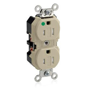 Leviton 8200-SGI 15 Amp, 125 Volt, Wide Body NEMA5-15R, Ivory Leviton 8200-SGI