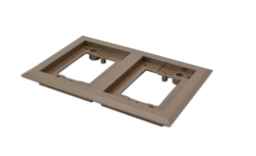 Wiremold 827PCC-BRN Cover Plate Flange, Square, 2-Gang, Brown, Non-Metallic Wiremold 827PCC-BRN