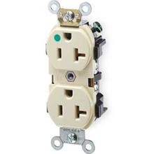Leviton 8300-HI Hospital Grade Duplex Receptacle, 20A, 125V, 5-20R, Ivory Leviton 8300-HI
