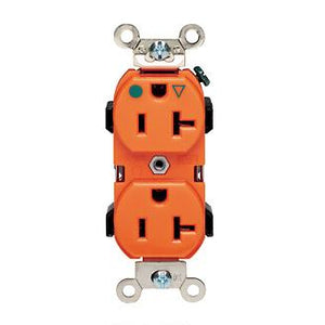 Leviton 8300-OIG Hospital Grade Duplex Receptacle, 20A, 125V, Orange, Narrow Leviton 8300-OIG
