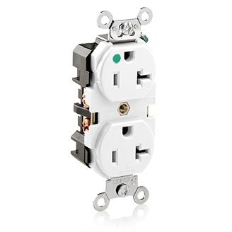 Leviton 8300-W Hospital Grade Duplex Receptacle, 20A, 125V, 5-20R, White Leviton 8300-W