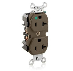 Leviton 8300 Hospital Grade Duplex Receptacle, 20A, 125V, 5-20R, Brown Leviton 8300