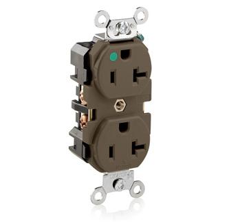 Leviton 8300 Hospital Grade Duplex Receptacle, 20A, 125V, 5-20R, Brown Leviton 8300