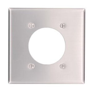 Leviton 83026 2-Gang Single Rcpt Wallplate. (1) 2.150" Hole, Aluminum Leviton 83026