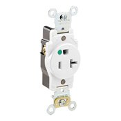 Leviton 8310-W Narrow Single Receptacle, 20A, 125V, 5-20R, Hospital Grade, White Leviton 8310-W