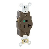 Leviton 8310 Hospital Grade Single Receptacle, 20A, 125V, Brown Leviton 8310