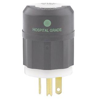 Leviton 8315-C 20 Amp Hospital Grade Plug, 125V, 5-20P, Black/White Leviton 8315-C