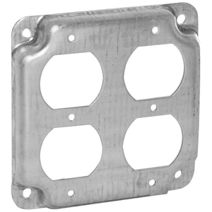 Appleton 8371N 4" Square Exposed Work Cover, (2) Duplex Receptacles, 1/2" Raised Appleton 8371N