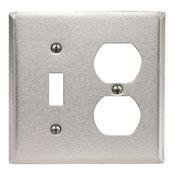 Leviton 84005 Comb. Wallplate, 2-Gang, Toggle/Duplex, Type 430 Stainless Steel Leviton 84005