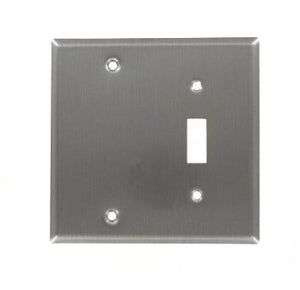Leviton 84006-40 Comb. Wallplate, 2-Gang, Toggle/Blank, Stainless Steel Leviton 84006-40