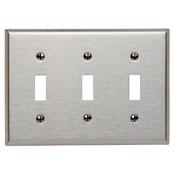 Leviton 84011-40 Toggle Switch Wallplate, 3-Gang, 302 Stainless Steel Leviton 84011-40