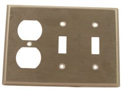 Leviton 84021-40 Comb. Wallplate, 3-Gang, (2) Toggle, (1) Duplex, Stainless Steel Leviton 84021-40