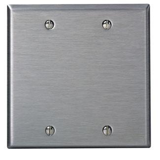 Leviton 84025 Blank Wallplate, 2-Gang, Stainless Steel Standard, Box Mount Leviton 84025
