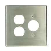Leviton 84146-40 Combo Wallplate, 2-Gang, Single Rcpt./Duplex, Stainless, Oversized Leviton 84146-40