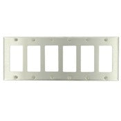 Leviton 84436-40 Decora Wallplate, 6-Gang, Type 302 Stainless Steel Leviton 84436-40