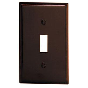 Leviton 85001 Toggle Switch Wallplate, 1-Gang, Thermoset, Brown Leviton 85001