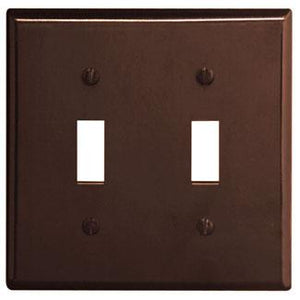 Leviton 85009 Toggle Switch Wallplate, 2-Gang, Thermoset, Brown Leviton 85009