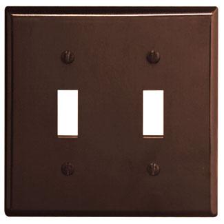 Leviton 85009 Toggle Switch Wallplate, 2-Gang, Thermoset, Brown Leviton 85009