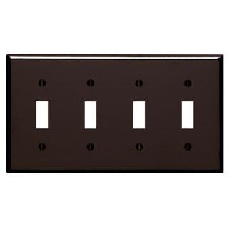 Leviton 85012 Toggle Switch Wallplate, 4-Gang, Thermoset, Brown Leviton 85012