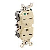 Leviton 8600-I Hospital Grade Duplex Receptacle, 15A, 250V, Ivory, Extra-Heavy Duty Leviton 8600-I