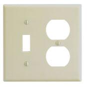 Leviton 86005 Combo Wallplate, 2-Gang, Toggle/Duplex, Themoset, Ivory, Standard Leviton 86005