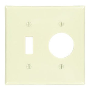 Leviton 86007 Comb. Wallplate, 2-Gang, Toggle/Single Rcpt., Thermoset, Ivory Leviton 86007