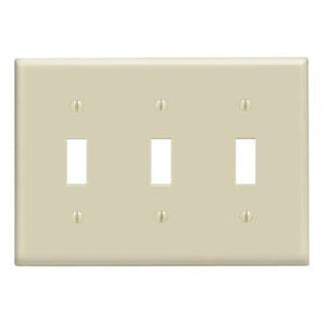 Leviton 86011 Toggle Switch Wallplate, 3-Gang, Thermoset, Ivory Leviton 86011