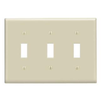 Leviton 86011 Toggle Switch Wallplate, 3-Gang, Thermoset, Ivory Leviton 86011