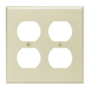 Leviton 86016 Duplex Receptacle Wallplate, 2-Gang, Thermoset, Ivory Leviton 86016