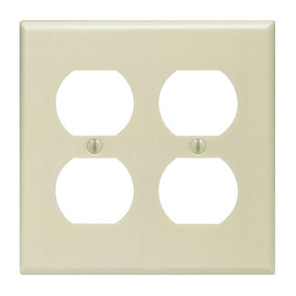 Leviton 86016 Duplex Receptacle Wallplate, 2-Gang, Thermoset, Ivory Leviton 86016