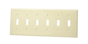 Leviton 86036 Toggle Switch Wallplate, 6-Gang, Thermoset, Ivory Leviton 86036