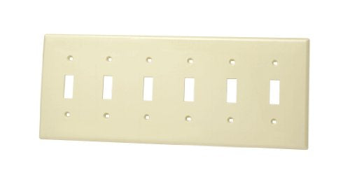 Leviton 86036 Toggle Switch Wallplate, 6-Gang, Thermoset, Ivory Leviton 86036