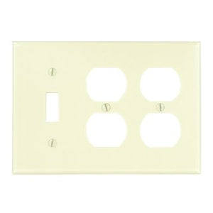 Leviton 86047 Comb. Wallplate, 3-Gang, (1) Toggle, (2) Duplex, Themoset, Ivory Leviton 86047