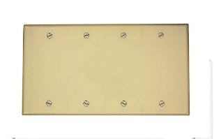 Leviton 86064 Blank Wallplate, 4-Gang, Thermoset, Ivory, Standard, Box Mount Leviton 86064