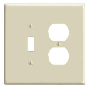 Leviton 86105 Combo Wallplate, 2-Gang, Toggle/Duplex, Thermoset, Ivory, Oversized Leviton 86105