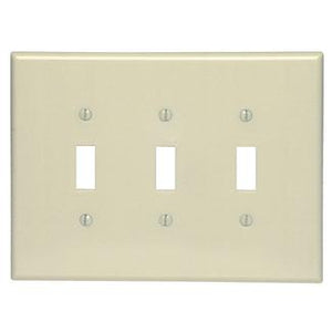 Leviton 86111 Toggle Wallplate, 3-Gang, Thermoset, Ivory, Oversized Leviton 86111