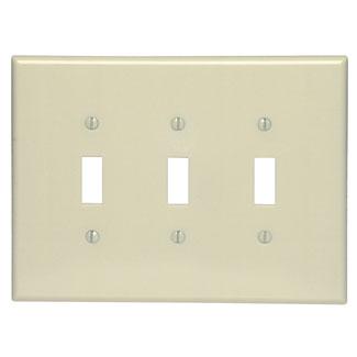 Leviton 86111 Toggle Wallplate, 3-Gang, Thermoset, Ivory, Oversized Leviton 86111