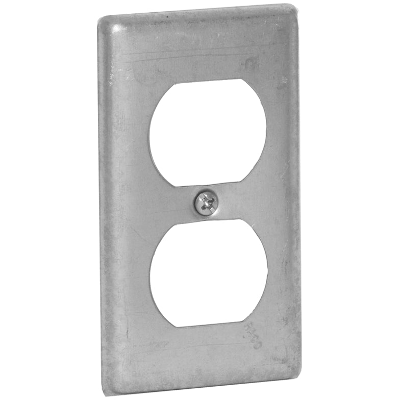 Hubbell-Raco 864 Handy Box Cover, Type: (1) Duplex Receptacle, Drawn, Metallic Hubbell-Raco 864