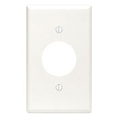 Leviton 88004 1-Gang Single Rcpt Wallplate, (1) 1.406" Hole, WH Thermoset Leviton 88004