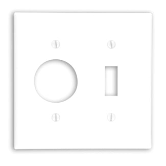 Leviton 88007 Comb. Wallplate, 2-Gang, Toggle/Single Rcpt., Thermoset, White Leviton 88007