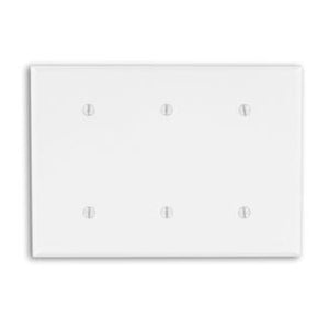 Leviton 88035 Blank Wallplate, 3-Gang, Thermoset, White, Standard, Strap Mount Leviton 88035