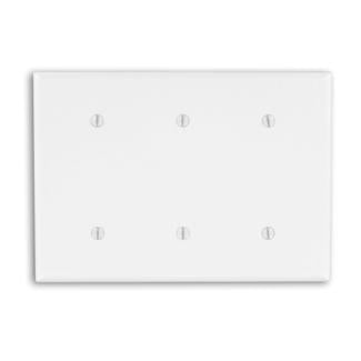 Leviton 88035 Blank Wallplate, 3-Gang, Thermoset, White, Standard, Strap Mount Leviton 88035