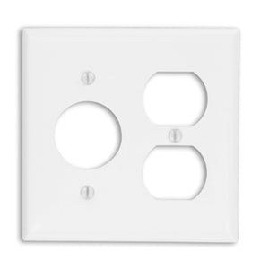 Leviton 88046 Comb. Wallplate, 2-Gang, Single Receptacle/Duplex, Metal, White Leviton 88046