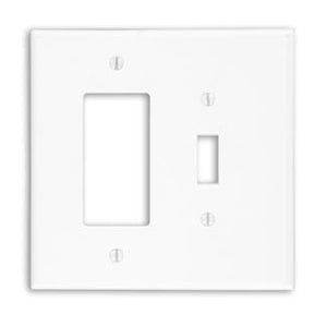Leviton 88605 Combo Wallplate, 2-Gang, Toggle/Decora, Thermoset, White, Oversized Leviton 88605