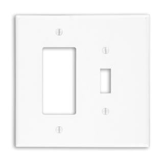 Leviton 88605 Combo Wallplate, 2-Gang, Toggle/Decora, Thermoset, White, Oversized Leviton 88605