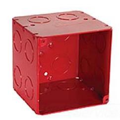 Hubbell-Raco 911-2 4" Square Alarm Box, Red, Welded, Depth: 3-1/2", Metallic Hubbell-Raco 911-2