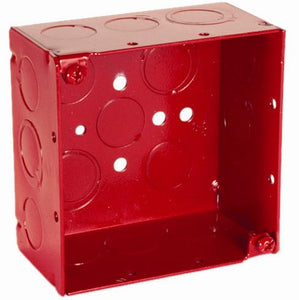 Hubbell-Raco 911-3 4" Square Alarm Box, Red, Welded, Depth: 2-1/8", Metallic Hubbell-Raco 911-3