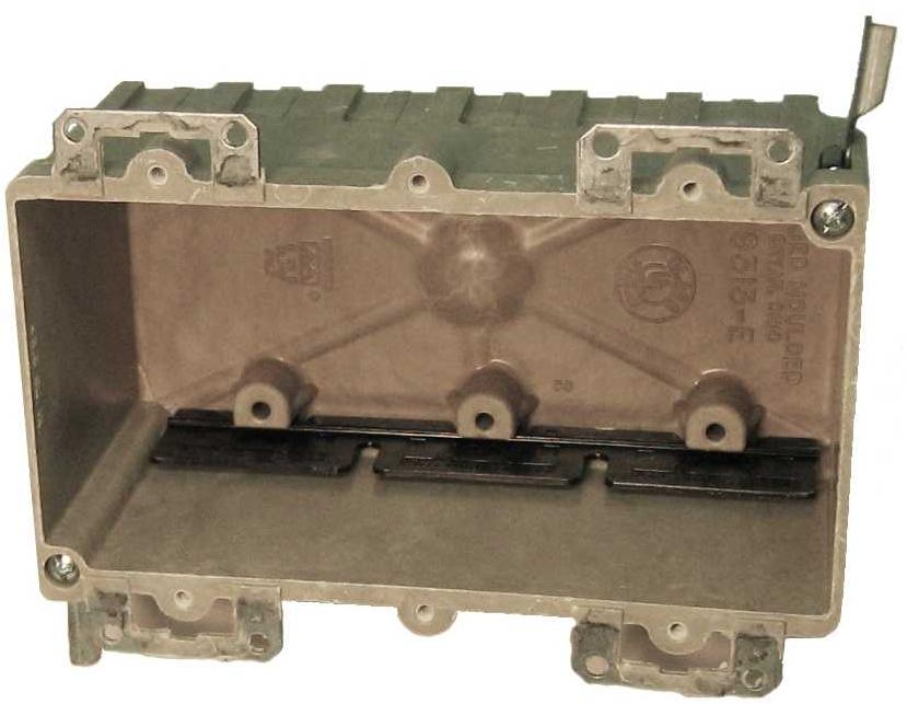 Allied Moulded 9313-EWK Switch/Outlet Box, 3-Gang, Depth: 2-7/8