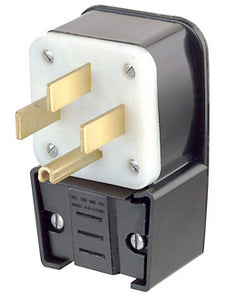 Leviton 9452-P 50 Amp Angle Plug, 125/250V, 14-50P, 3P4W, Black Leviton 9452-P
